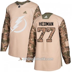 Män Ishockey Tampa Bay Lightning Tröja Victor Hedman 77 Adidas 2017-2018 Camo Veterans Day Practice Authentic